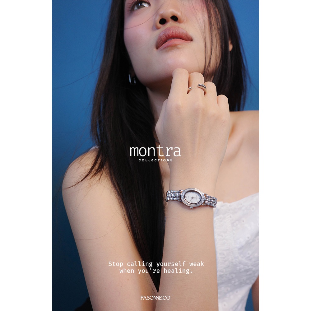 pasonne.co นาฬิกาข้อมือ รุ่น montra หน้าปัดวงรี สีเงินทั้งตัวเรือน