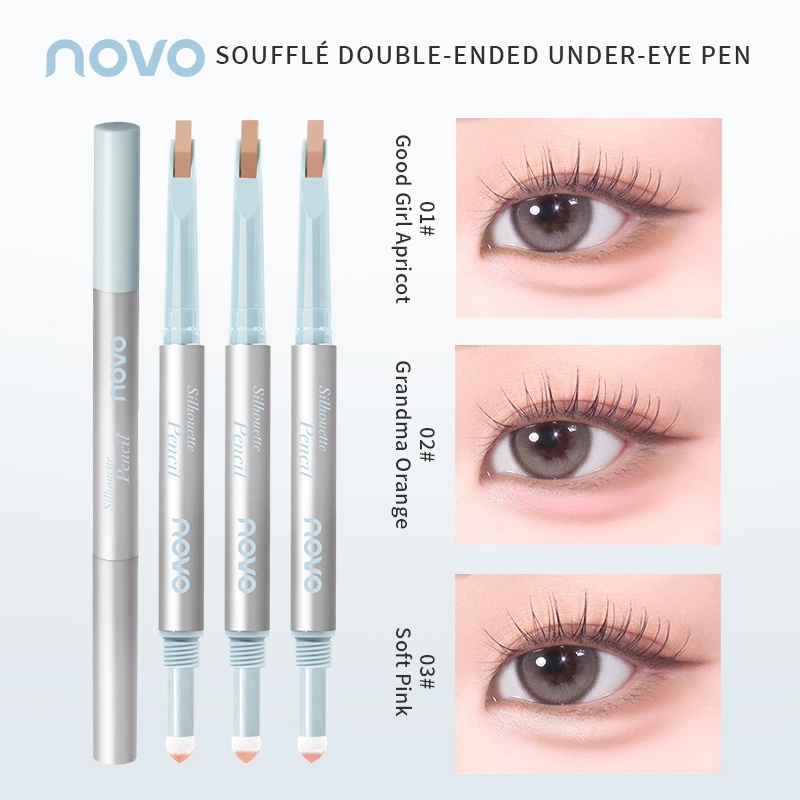 9172 (ใหม่/แท้) NOVO ปากกาดอลลี่อาย ดินสอเขียนขอบตาล่าง 2 IN 1 เนื้อดี ติดทน กันน้ำ