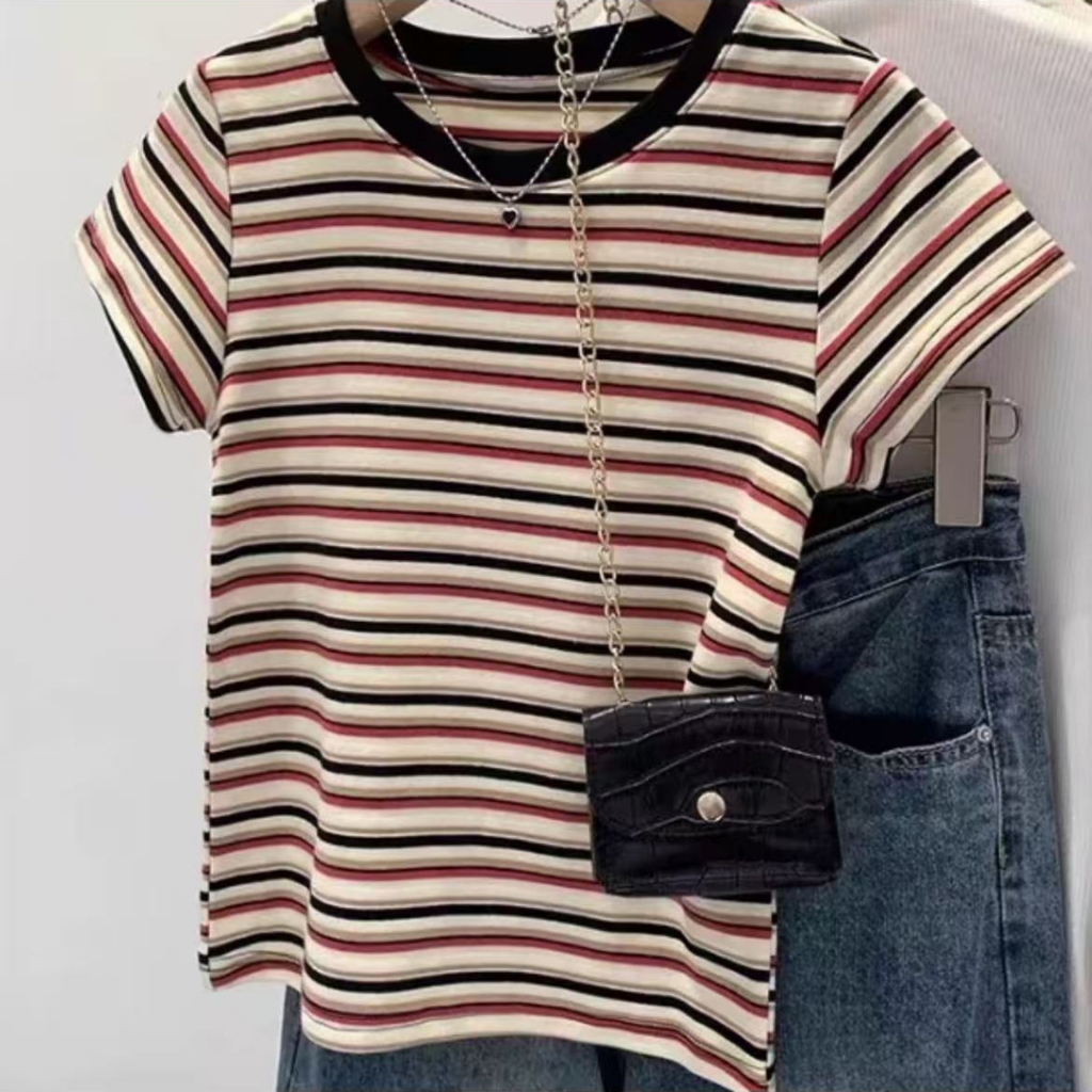 M-3XL มีให้เลือกหลากหลายขนาด มีให้เลือก หลายไซส์ ตั้งแต่เสื้อยืดแขนยาว M ถึง3XL เสื้อยืดผู้ เสื้อยืดลายทางเกาหลี  หญิง เ
