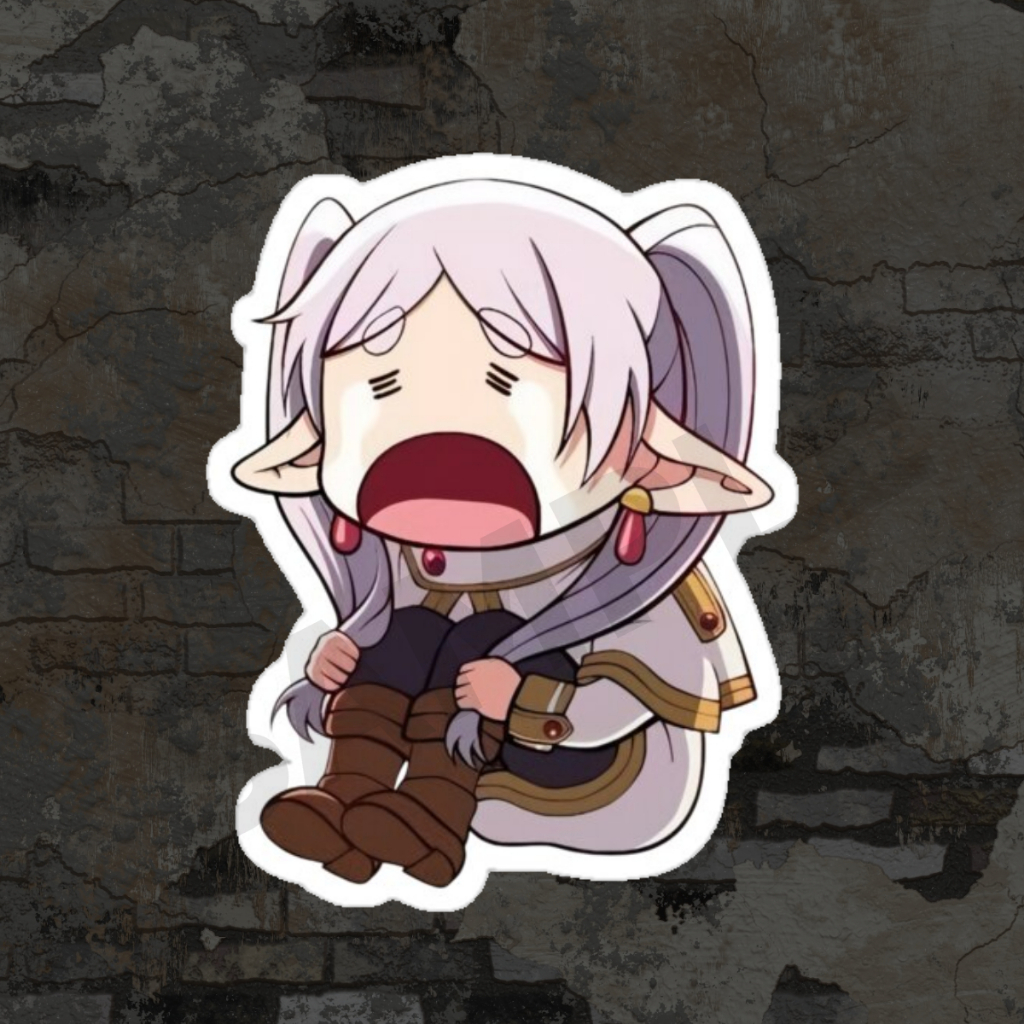 ฟรีเรน ร้องไห้ มีม frieren meme stickers 2 แผ่น ฟรีเรน สติ๊กเกอร์