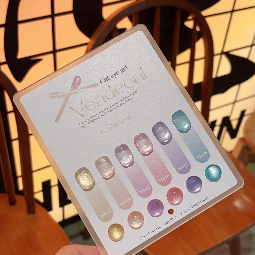 เซ็ทสีแคทอาย VENDEENI 6 สี สีเจลแคทอายเนื้อซาติน + สีเจลแคทอายลูกแก้ว แถมฟรีพร้อมชาร์จสี