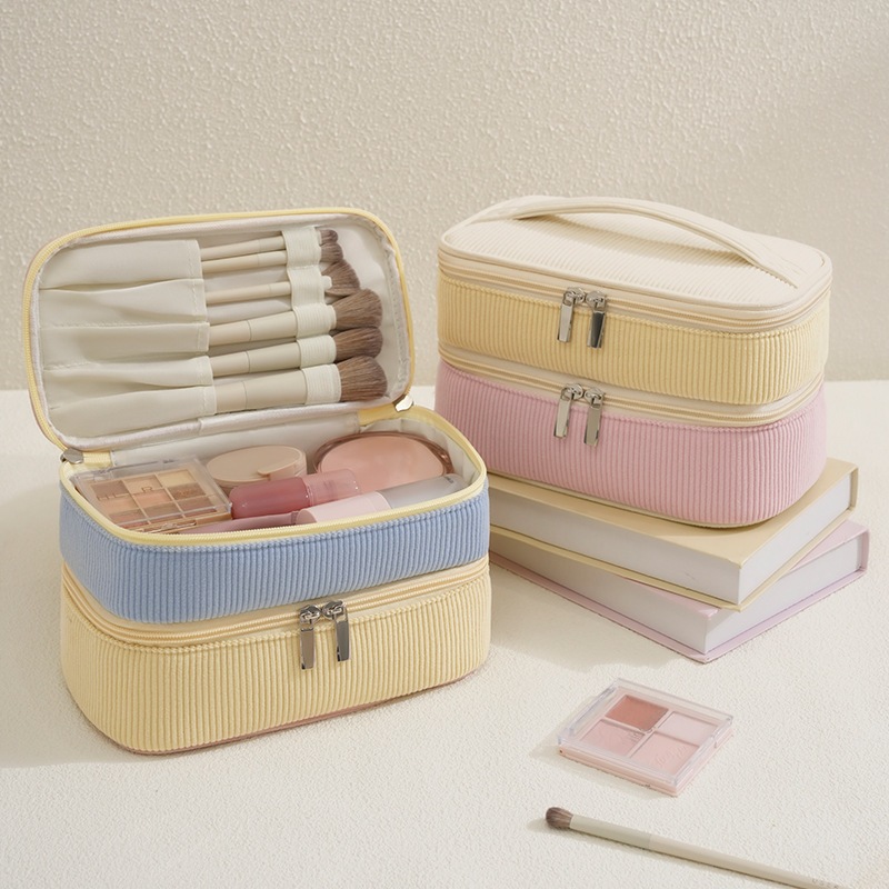พรี 🍰 กระเป๋าเครื่องสำอางค์ 2ชั้น Pastel Pinto กระเป๋าจัดระเบียบ จุของได้เยอะ น้ำหนักเบา มีให้เลือก 2 สี