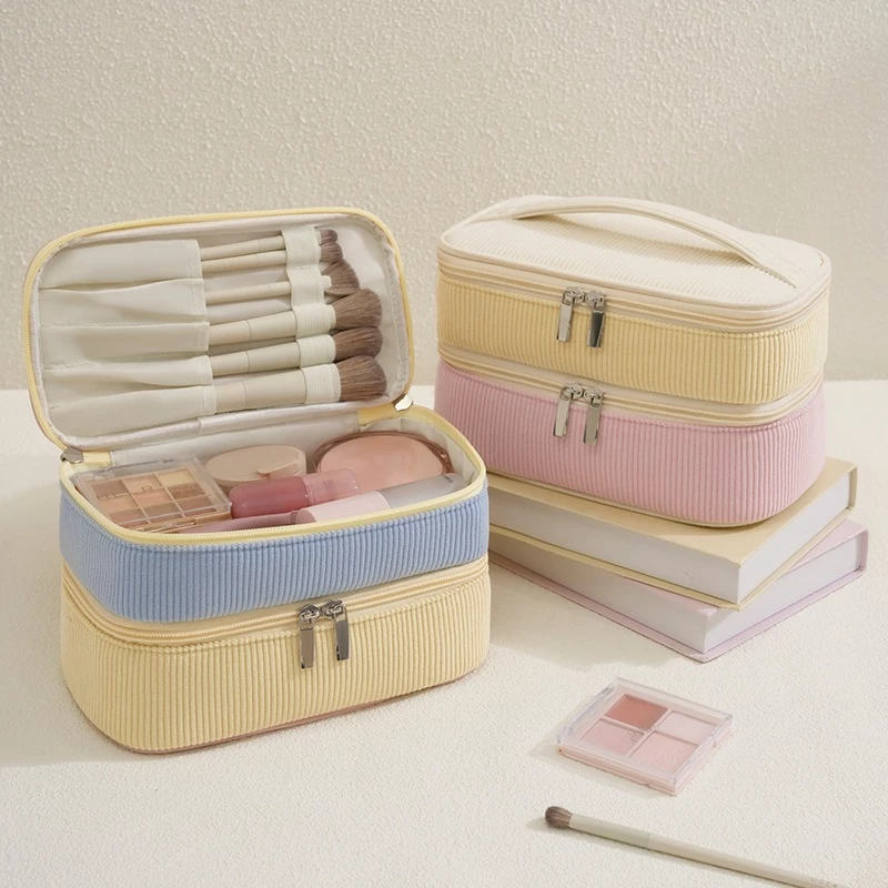 พร้อมส่ง 🍰 กระเป๋าเครื่องสำอางค์ 2ชั้น Pastel Pinto กระเป๋าจัดระเบียบ จุของได้เยอะ น้ำหนักเบา มีให้เลือก 2 สี