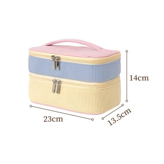 พร้อมส่ง 🍰 กระเป๋าเครื่องสำอางค์ 2ชั้น Pastel Pinto กระเป๋าจัดระเบียบ จุของได้เยอะ น้ำหนักเบา มีให้เลือก 2 สี