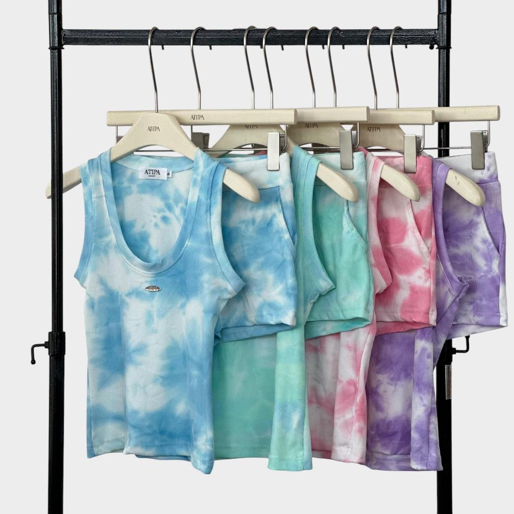 Atipashop - Ocean Crush Set ชุดเซ็ตเสื้อกล้ามและกางเกงขาสั้น ผ้ามัดย้อม ยืดเยอะ ใส่สบาย รูปที่ 9