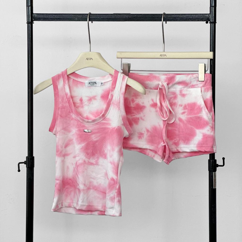 Atipashop - Ocean Crush Set ชุดเซ็ตเสื้อกล้ามและกางเกงขาสั้น ผ้ามัดย้อม ยืดเยอะ ใส่สบาย รูปที่ 6
