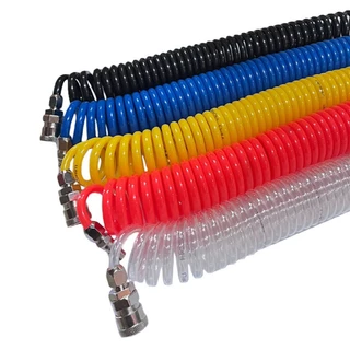 สายลม เติมลม ปั๊มลม พร้อมหัวต่อคอปเปอร์ PU HOSE ส้ม เหลือง น้ำเงิน ใส ดำ ขนาด 3/9/15เมตร