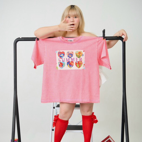 CHER TADA [เฌอธาดา] - Summer T-shirt V.2 เสื้อยืด สีฟอกชมพู