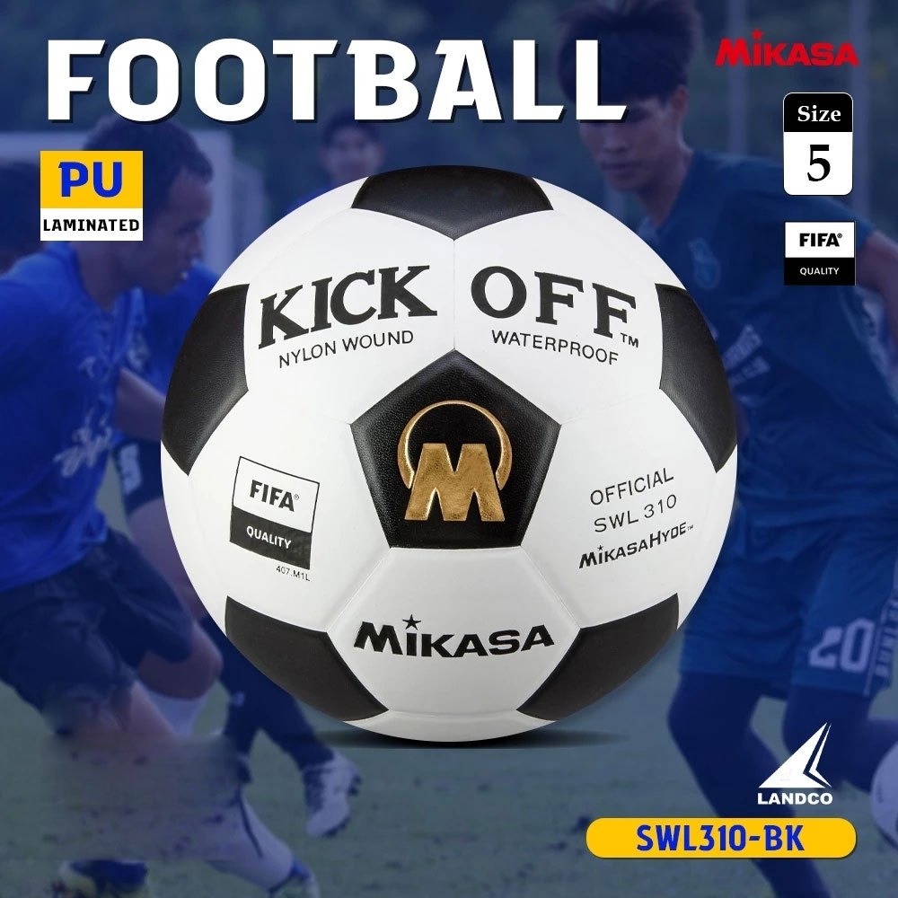 MIKASA มิกาซ่า ฟุตบอลหนัง เบอร์ 5 Football PU th SWL310-BK (1110)