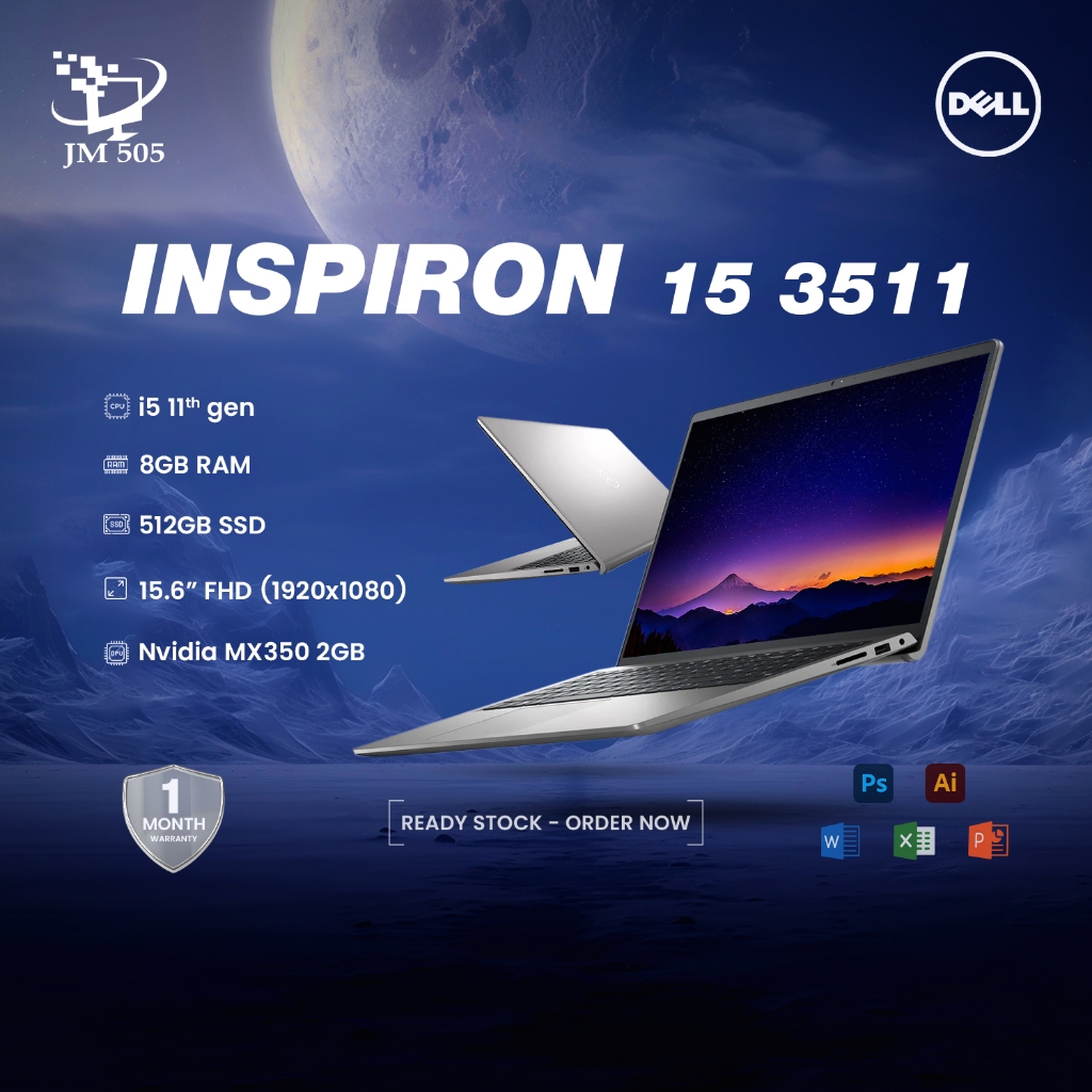 [2nd Hand] Dell Inspiron 15 3511 i5-11th/8GB/512SSD/MX350 2GB/15.6” FHD/Win11 TH-EN Key