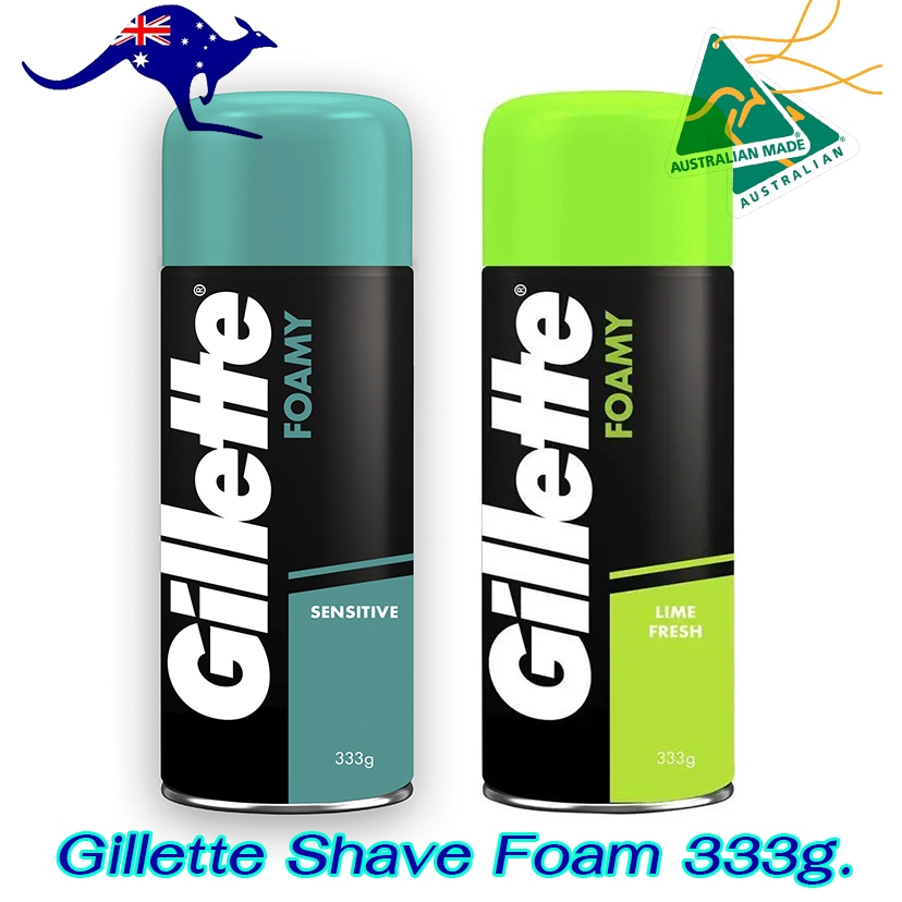 Gillette Shave Foam Sensitive และ Lemon/Lime 333กรัม โฟมโกนหนวด ยิลเลตต์ ยิลเล็ต โฟม แท้จากออสเตรเลีย