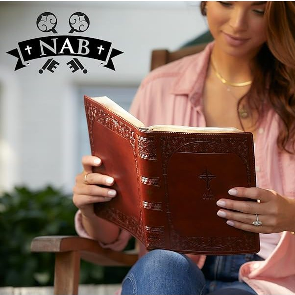 NABRE Revised Edition, Catholic Bible, Large Print Edition, Leathersoft, Brown, Thumb Indexed