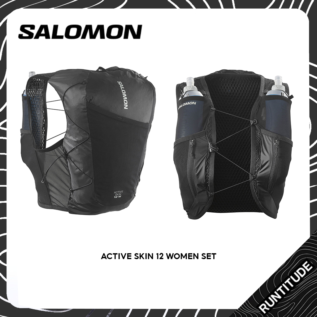 SALOMON เป้น้ำ เป้เทรล ACTIVE SKIN 12 WOMEN SET น้ำหนักเบา มีช่องใส่ของเยอะ จุ12L