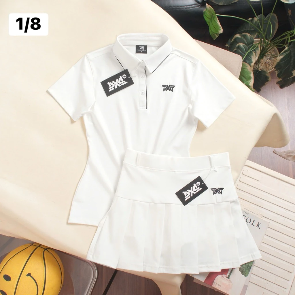 ชุดตีกอล์ฟผู้หญิงเสื้อแขนสั้นพร้อมกระโปรงขาสั้นมีหลายสีหลายไซส์สีมาใหม่รุ่นมาใหม่