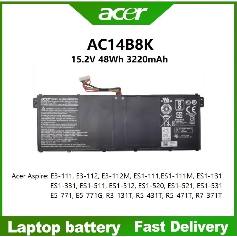 ☸Acer AC14B8K Battery For Acer Swift 3 SF315-41 SF315-41G SF315-51 SF315-51G Nitro 5 AN515-51 แบตเตอ