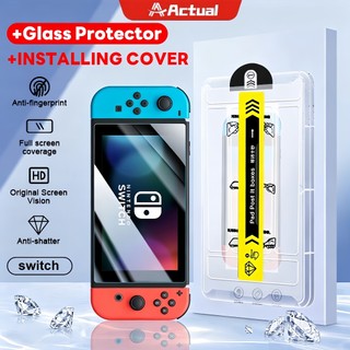 Actual Switch2 กระจกนิรภัยติดตั้งง่ายสําหรับ Nintendo Switch 1/ 2/ OLED สต็อกท้องถิ่นตัวป้องกันหน้าจอระดับพรีเมียม