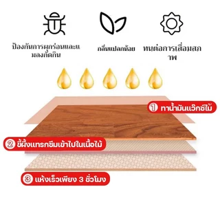 น้ำมันเคลือบผิวไม้ธรรมชาติ ปลอดภัยไม่ระคายเคือง ดูแลโต๊ะและของใช้ไม้ กันน้ำ กันรา ช่วยเน้นลายไม้ ทนทานต่อการสึกหรอ