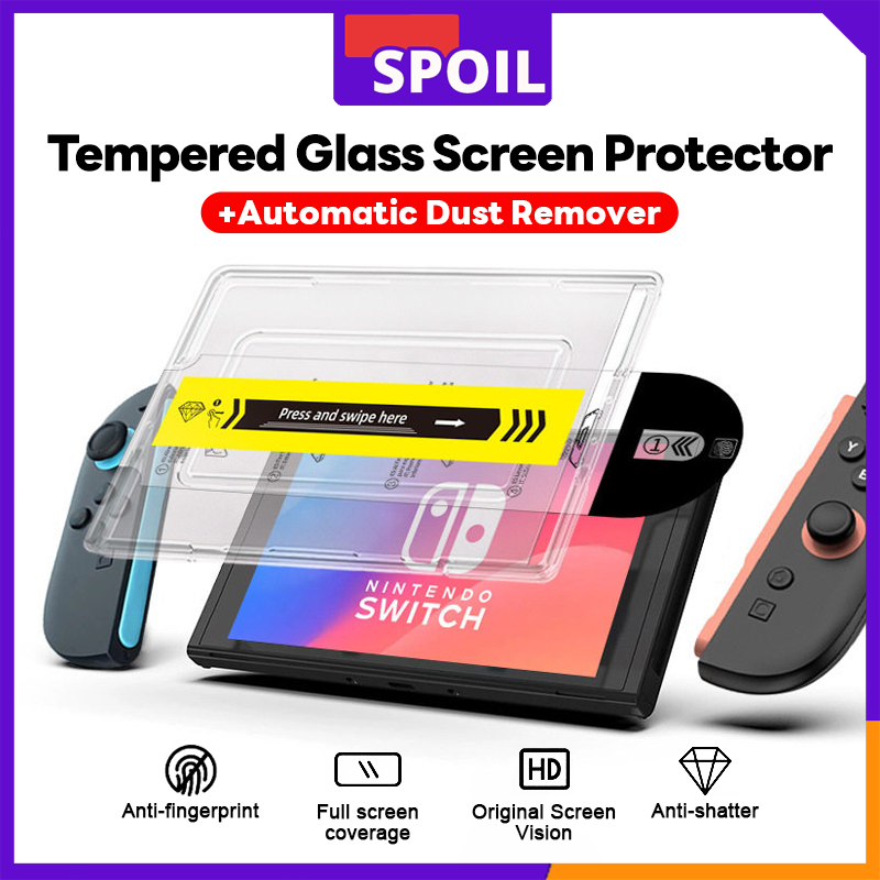 Spoil สวิตช์กระจกนิรภัยติดตั้งง่ายสําหรับ นินเทนโด สวิตช์ 1/ 2/ OLED สต็อกท้องถิ่นพรีเมี่ยมป้องกันหน้าจอ