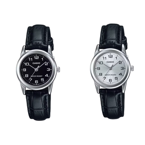 CASIO นาฬิกาข้อมือผู้หญิง สายหนัง รุ่น LTP-V001L,LTP-V001L-1B,LTP-V001L-7B