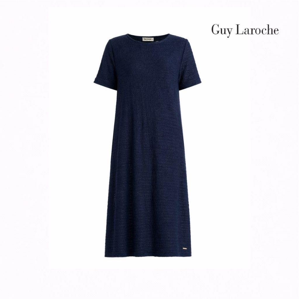 Guy Laroche Dress พรอมฟี่ เดรสคอกลม แขนสั้น สีกรม GCASNV
