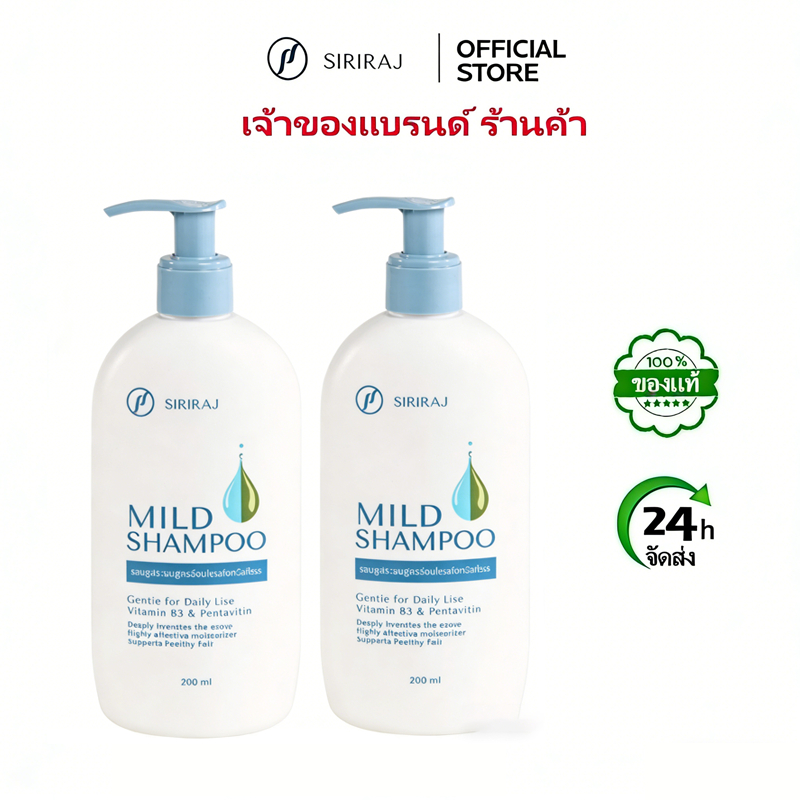 🔥แท้ 100%🔥Siriraj Mild Shampoo ศิริราช Siriraj กำจัดรังแค แชมพู ลดรัง ซ่อมแซมผมเสีย 250ml ขจัดรังแค ส่งไวในไทย มายด์