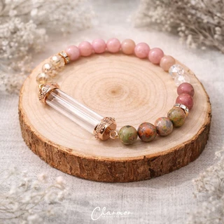 [ตะกรุดลายดอกพิกุล] สร้อยข้อมือ กำไลหินนำโชค หินมงคล ตะกรุดเปล่า กรอบตะกรุด ปลอกตะกรุด