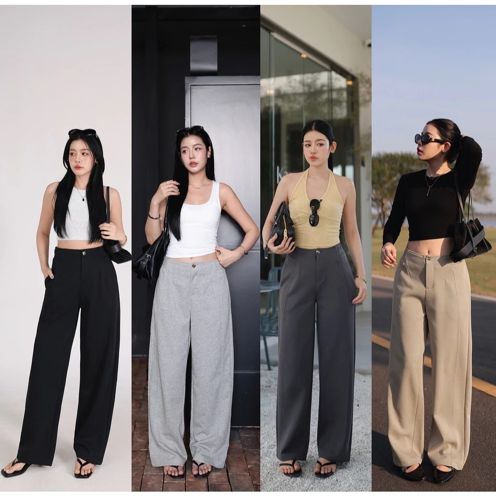 N7904 ORCHID PANTS - มี 4 สี สีดำ, สีเทากระ,กากี,เทาเข้ม - NUMBERSEVEN