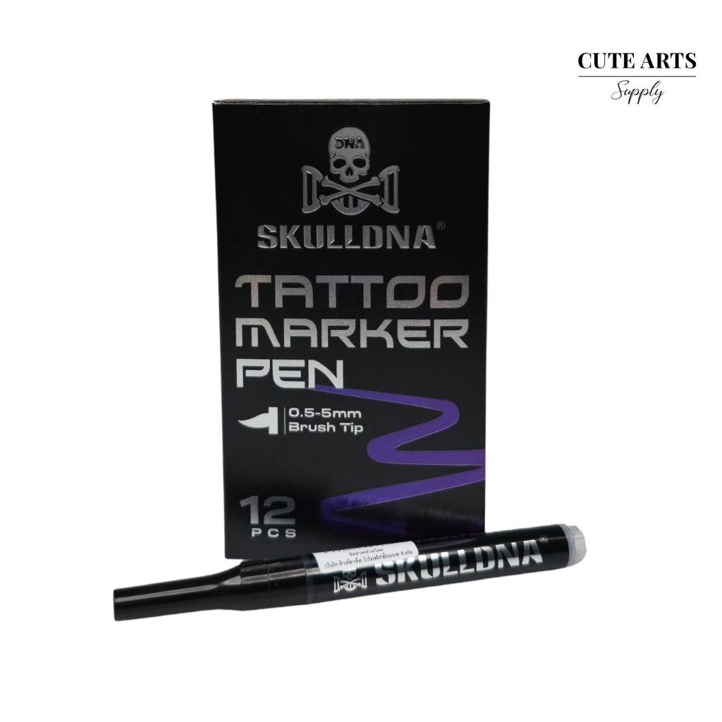 SKULLDNA TATTOO MARKER PEN ปากกาวาดลายสัก หัวพู่กัน 0.5-5mm