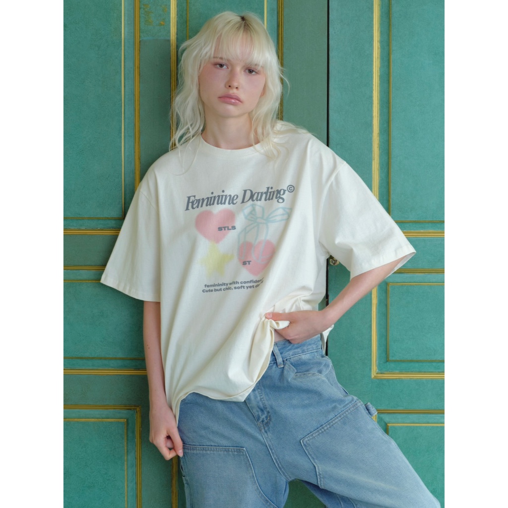 Stylist_shop |  Animal / Cherry / Bow /Typo / Eternal Sunshine Series Tee Oversized Tee by Stylist รูปที่ 7