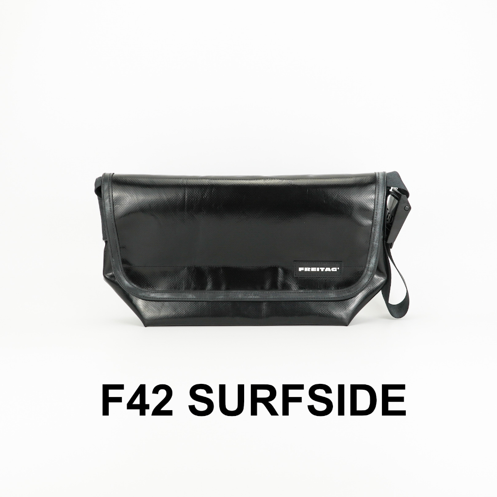 FREITAG F42 SURFSIDE 6  ผ้าดำ ใส้เทา ผ้าหนานุ่มเนื้อเนียน ผ้าเงาวิบวับ เกล็ดคมสวยสุดๆ ใบนี้ ผ้าสะอาด
