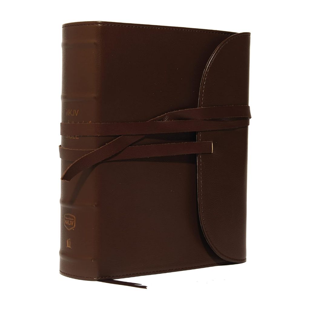 NKJV, Journal the Word Bible, Large Print, Premium Leather, Brown, Red Letter (Leather Bound)