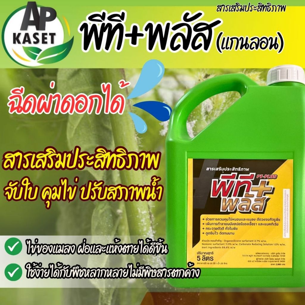 พร้อมส่ง โปร 1 แถม 1 สารเสริมประสิทธิภาพ พีที+พลัส (แกลลอน) ดูดซึม ยับยั้งการลอกคราบ ออกฤทธิ์ 3พลัง ขนาด 5 ลิตร ส่งฟรี