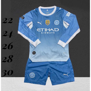 ชุดฟุตบอลชุดกีฬาเด็กแขนยาวเสื้อพร้อมกางเกงผ้านิ่มเย็นใส่สบายขนาดไซร้เด็ก1ขวบถึง13ขวบใส่ได้