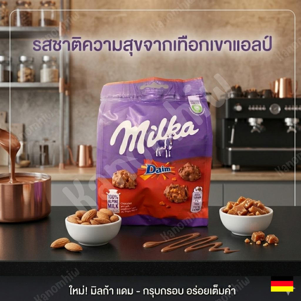 Milka daim snax น้ำหนัก 145 กรัม สินค้าจากเยอรมนี BBF.01/12/26