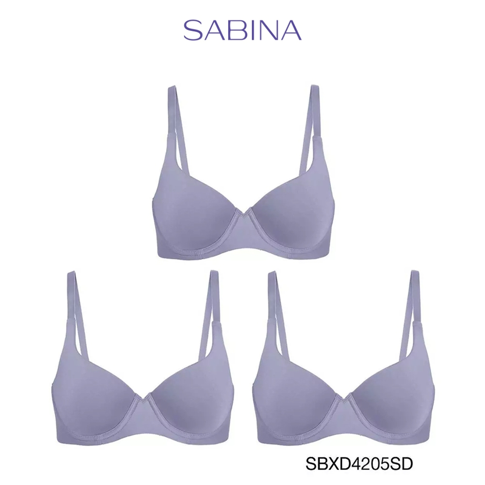 Sabina (Set 3 ชิ้น) Perfect Bra Level 1 เสื้อชั้นใน ไร้ตะเข็บ มีโครง รหัส SBXD4205SD - สีเทาเข้ม