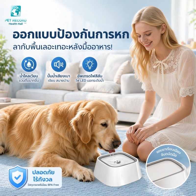 🐱💧 1.5L เครื่องให้น้ำสัตว์เลี้ยง ชามน้ำลอยตัว ชามให้น้ำสัตว์เลี้ยง ความจุขนาดใหญ่ ป้องกันปากเปียก ป้องกันน้ำกระเซ็น