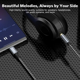 MEEGOO สายแปลงเสียง Type-C เป็น 3.5mm 1m/2m สายถักไนล่อนทนทาน ไม่มีเสียงรบกวน ใช้กับลำโพง/รถยนต์ได้
