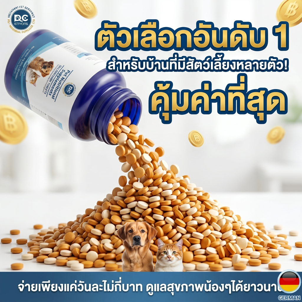 [พร้อมส่ง] วิตามินรวม สุนัข แมว (200 เม็ด) บำรุงขน ลดขนร่วง เสริมภูมิคุ้มกัน ช่วยเจริญอาหาร วิตามินหมา วิตามินแมว ราคา ถูกที่สุด ดีลบีเคเค แกลเลอรีภาพที่ 8