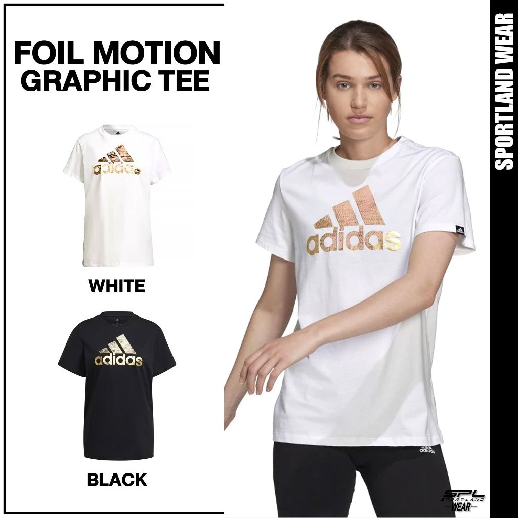Adidas Collection อาดิดาส เสื้อยืด สำหรับผู้หญิง W Women Foil Motion Graphic TEE GS4149 BK / H14686 WH (800) EOSS