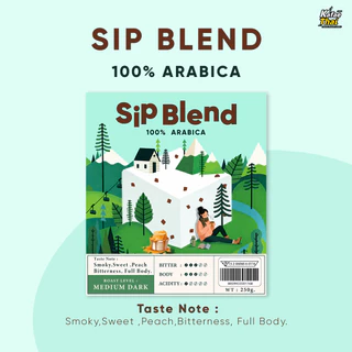 [ส่งฟรี] เมล็ดกาเเฟคั่ว Sip Blend Arabica by KafaeThai คั่วกลางเข้ม อาราบิก้า100% หอมเข้ม กลมกล่อม สูตรเฉพาะ ขนาด 250g
