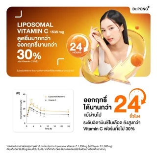 Dr.PONG Liposomal C 1538 mg Provide VitaminC 1000mg วิตามินซีเข้มข้น ดูดซึมทันที ออกฤทธิ์นาน ไม่ระคายเคืองกระเพาะอาหาร