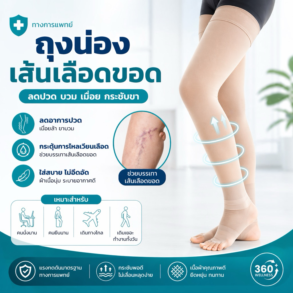 ถุงน่องลดเส้นเลือดขอด กระชับขา ลดเมื่อย ใส่สบาย ไม่ร้อน เหมาะกับคนนั่งนาน ยืนนาน พร้อมส่ง