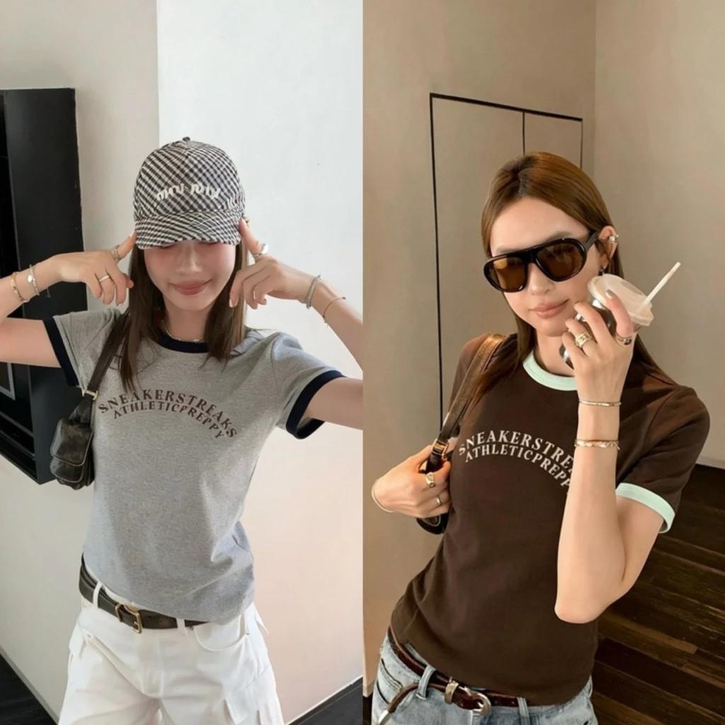 📍พร้อมส่ง📍9239# เสื้อคอกลมแขนสั้นสกรีนลายช่วงอก เนื้อผ้าดี งานสวย TAG:WG.WE 🇰🇷