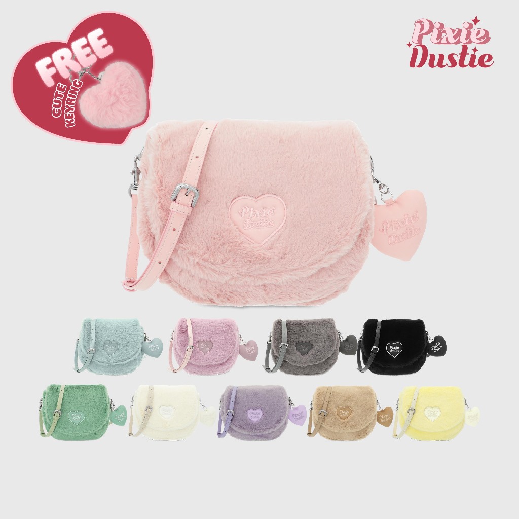 [ส่งด่วนฟรี] Louis Montini (Pixie Dustie) กระเป๋าสะพายข้าง ขนนุ่มนิ่ม สายสะพายปรับระดับได้ PIX04