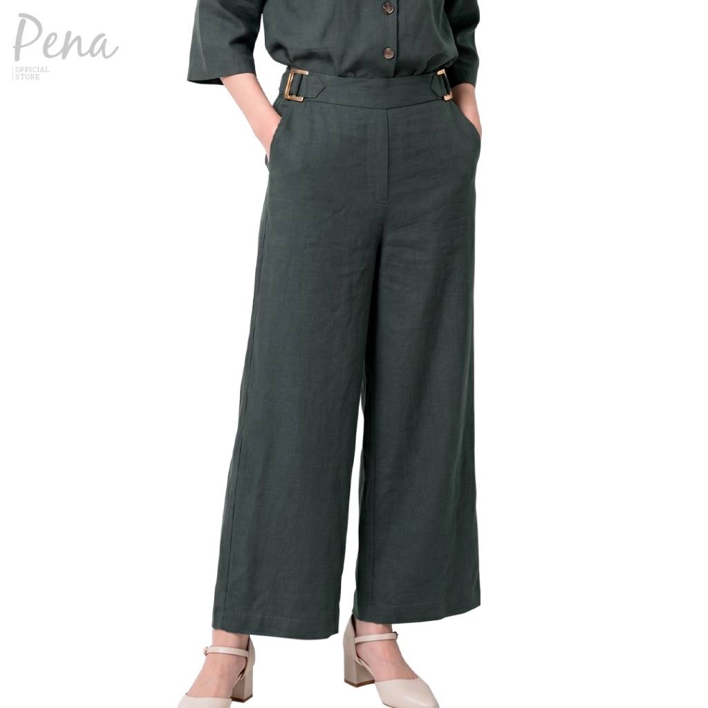 Pena House กางเกงขายาวทรงขากว้าง แต่งขอบเอว PWPL042601