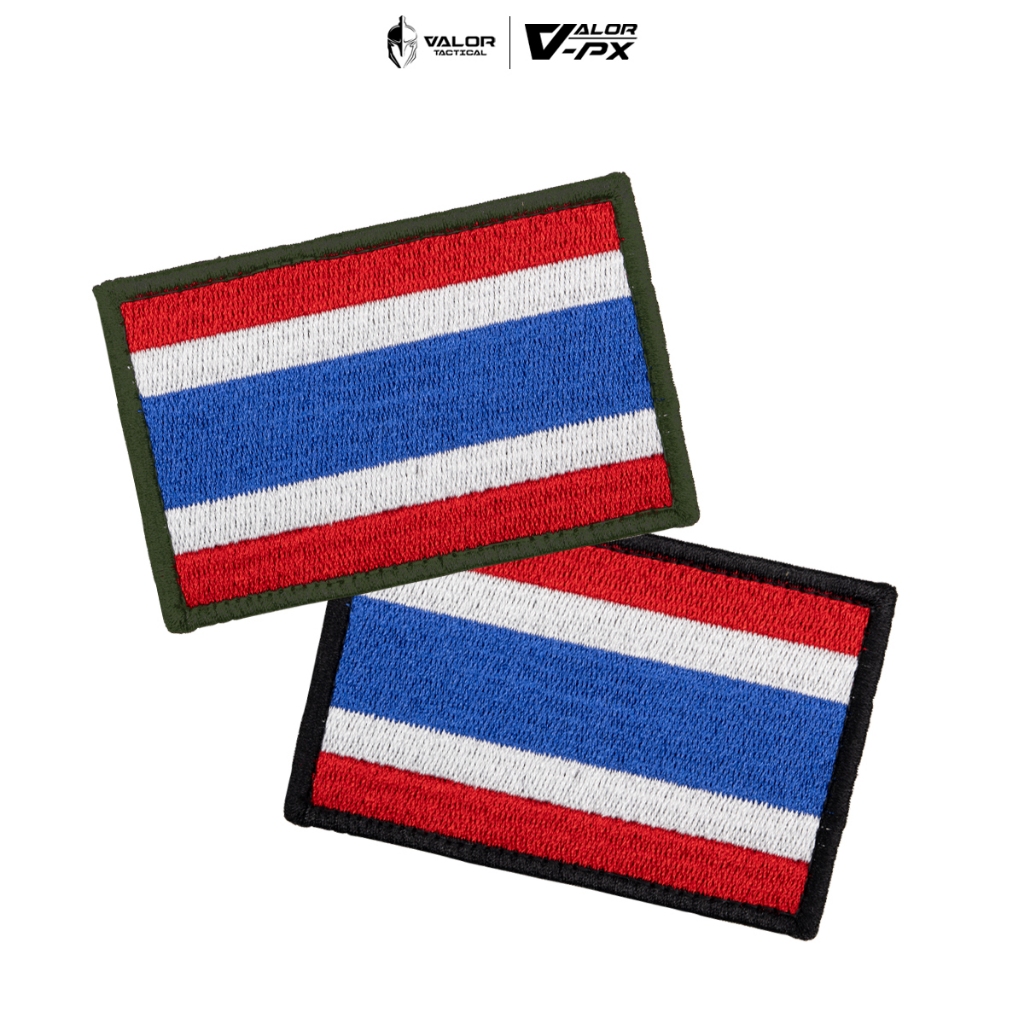 VALOR PX - Embroidered Patch Thai flag แพทช์ติดเสื้อ แบบปัก ลาย ธงชาติ ไทย ขนาด 7.5cm x 5cm อาร์มทหา