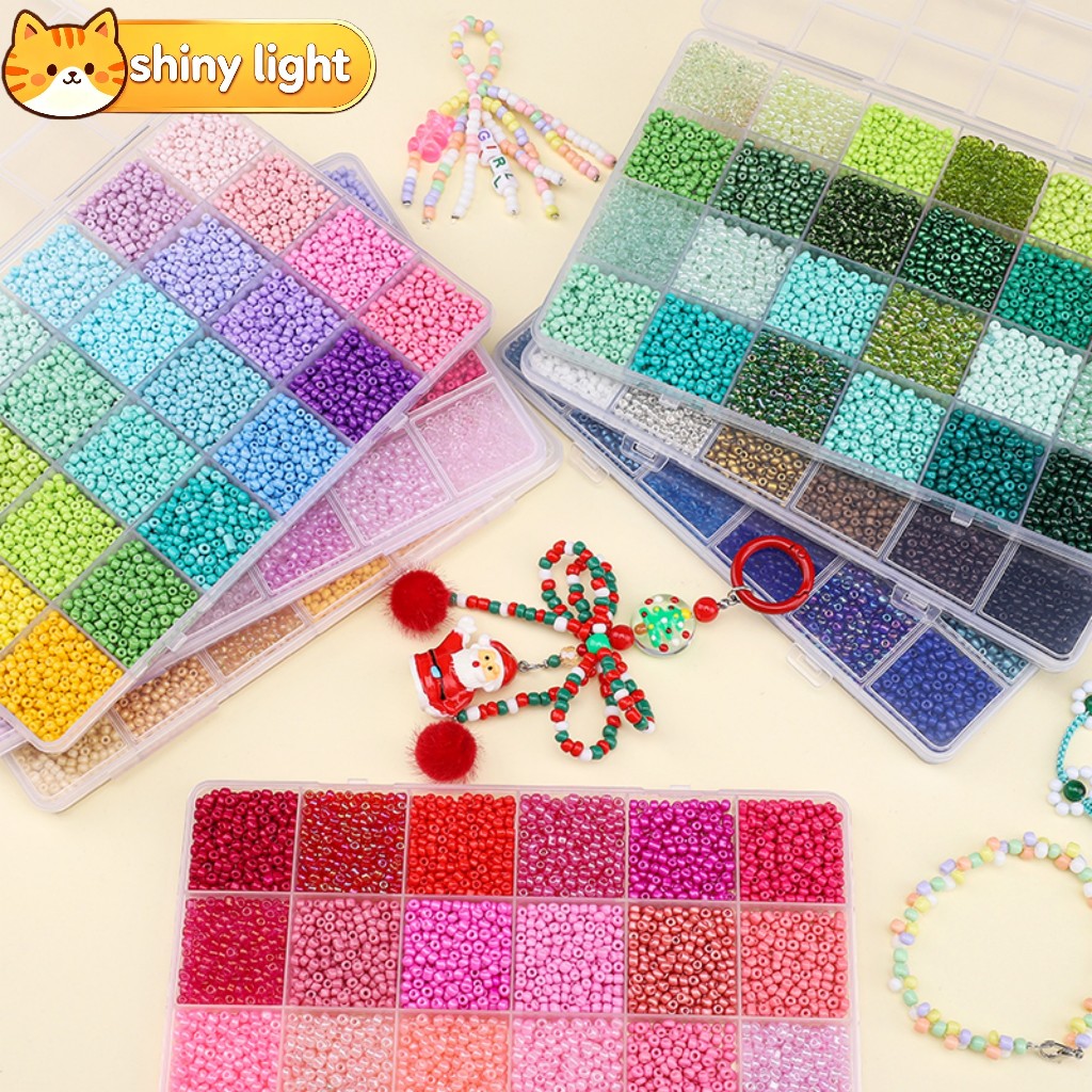 1 กล่อง ชุดลูกปัดเมล็ด 3 มม. 24 ช่อง สีผสม อุปกรณ์ DIY เครื่องประดับ สำหรับทำสร้อยข้อมือ สร้อยคอ ครบเซต