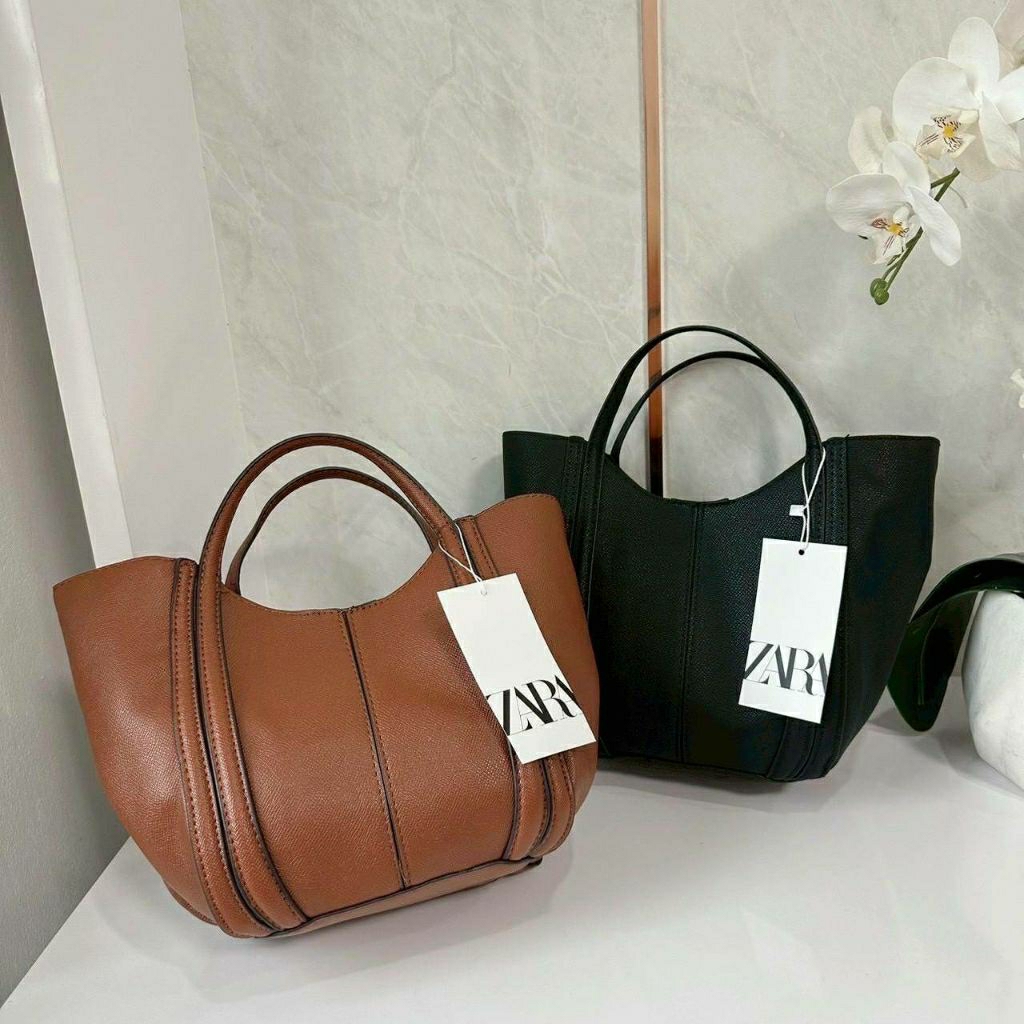 พร้อมส่ง กระเป๋าสะพายข้าง Zara ผุ้หญิง ของแท้ ใบกลาง น่ารัก มาก สีดำ น้ำตาล