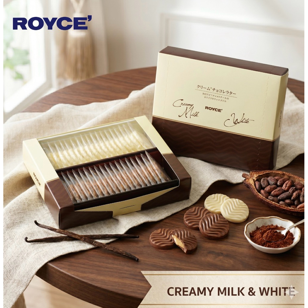 ROYCE' (กล่องครีม)Pure Chocolate Creamy Milk & White เพียว ช็อกโกแลต ครีมมี่มิลค์ แอนด์ ไวท์🇯🇵