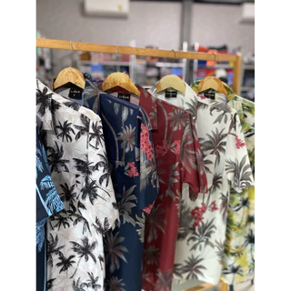ลายมะพร้าว👕เสื้อเชิ้ต👕เสื้อฮาวาย👕ผ้าไหมอิตาลีไม่ยับไม่ร้อนไม่ต้องรีด👕แฟชั่นชาย👕แฟชั่นเกาหลี👕ร้านเสื้อผ้าผู้ชาย